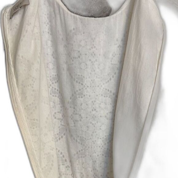 LOFT Outlet Wht Eyelet Lace Wms Dress Sz 8 Fully Lined, Sleeveless 100% Cotton - Picture 12 of 12